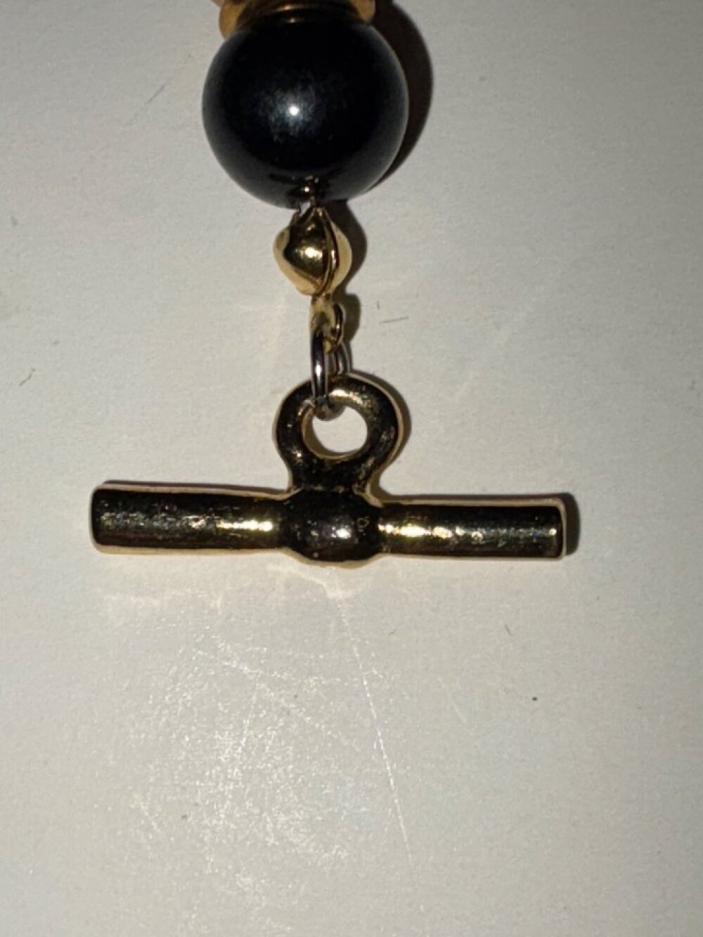 Vintage Black Gold Beaded Necklace thrashed, or distressed beads whimsigoth - Picture 4 of 6